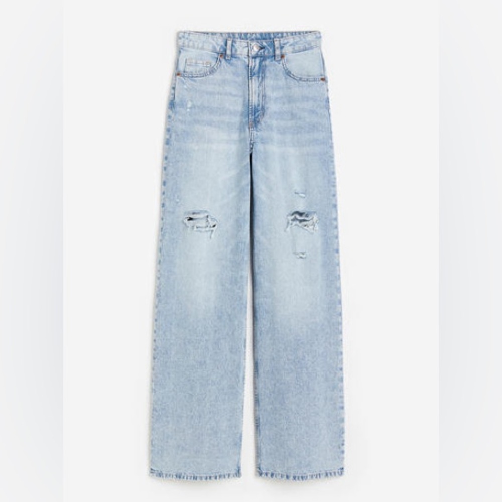 NWT Divided by H&M High Waist Wide Leg Jeans, Light Wash, Size 10